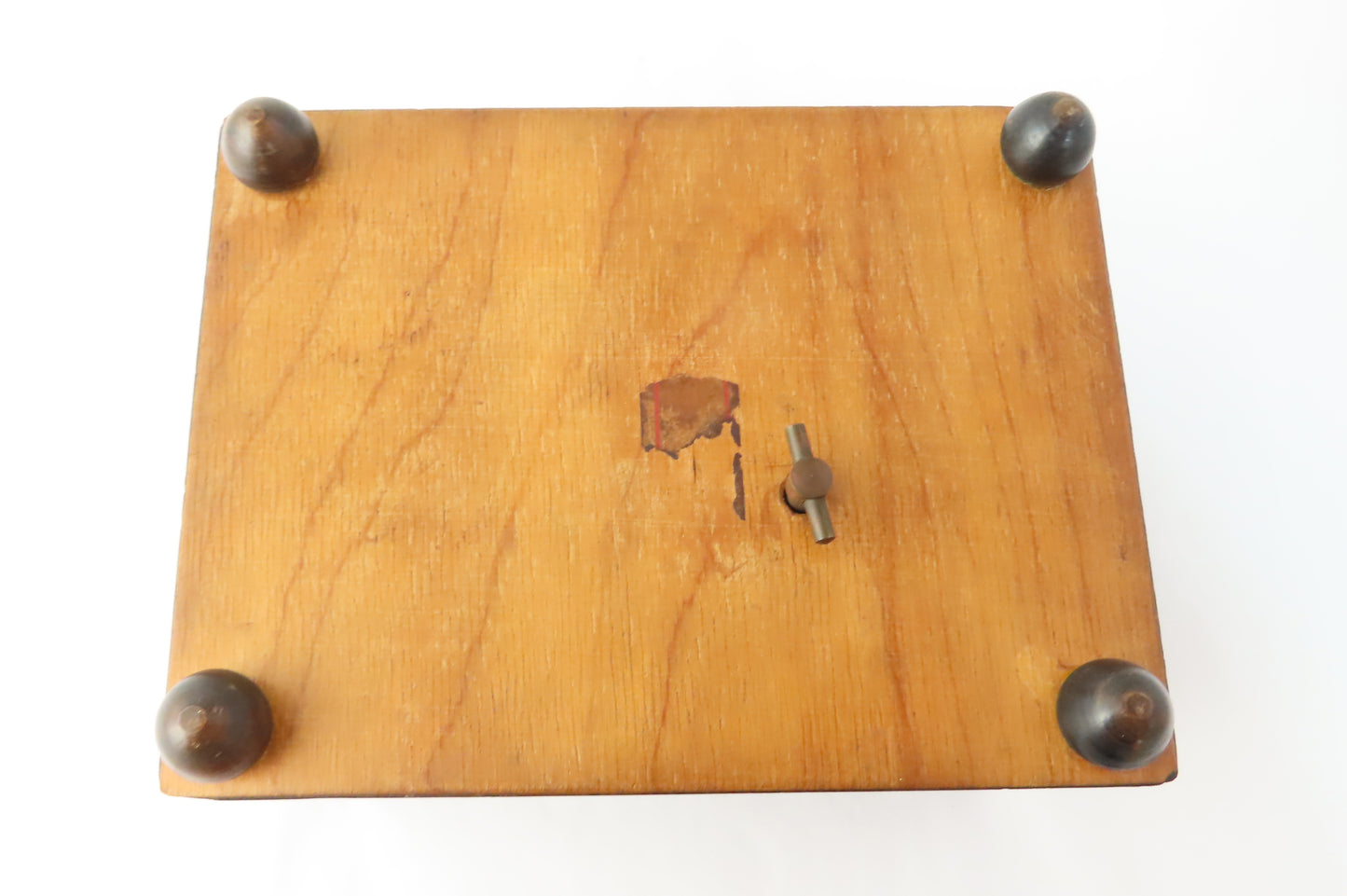 Vintage Fold Out Cigarette Shelf Detail Wood w/Music Box