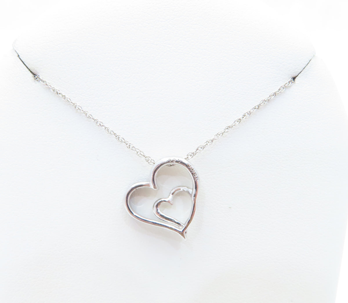 Sterling Silver Blue & White Diamond Accent Double Heart 18" Necklace