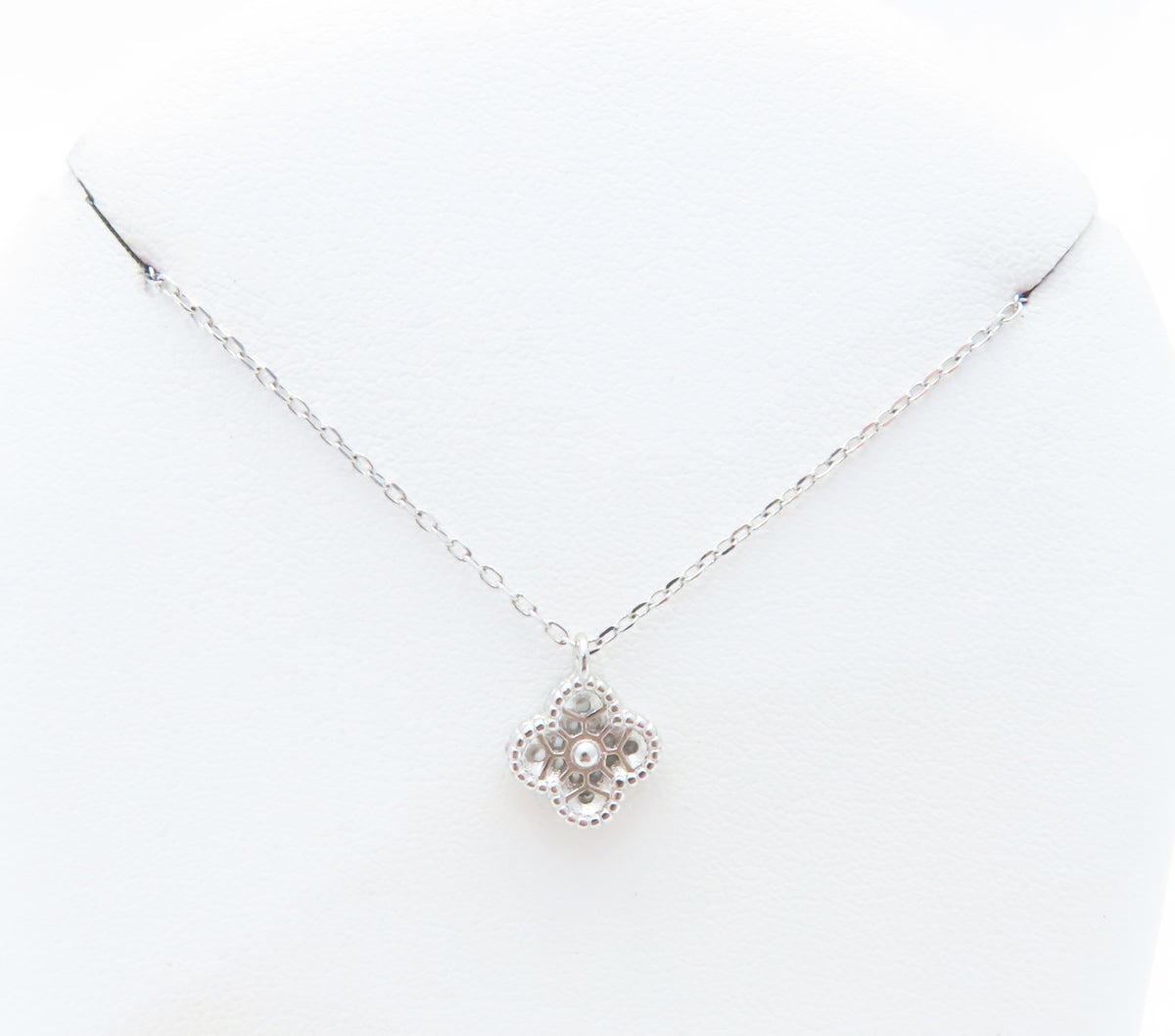 Sterling Silver Quatrefoil Adjustable 16-18" Necklace