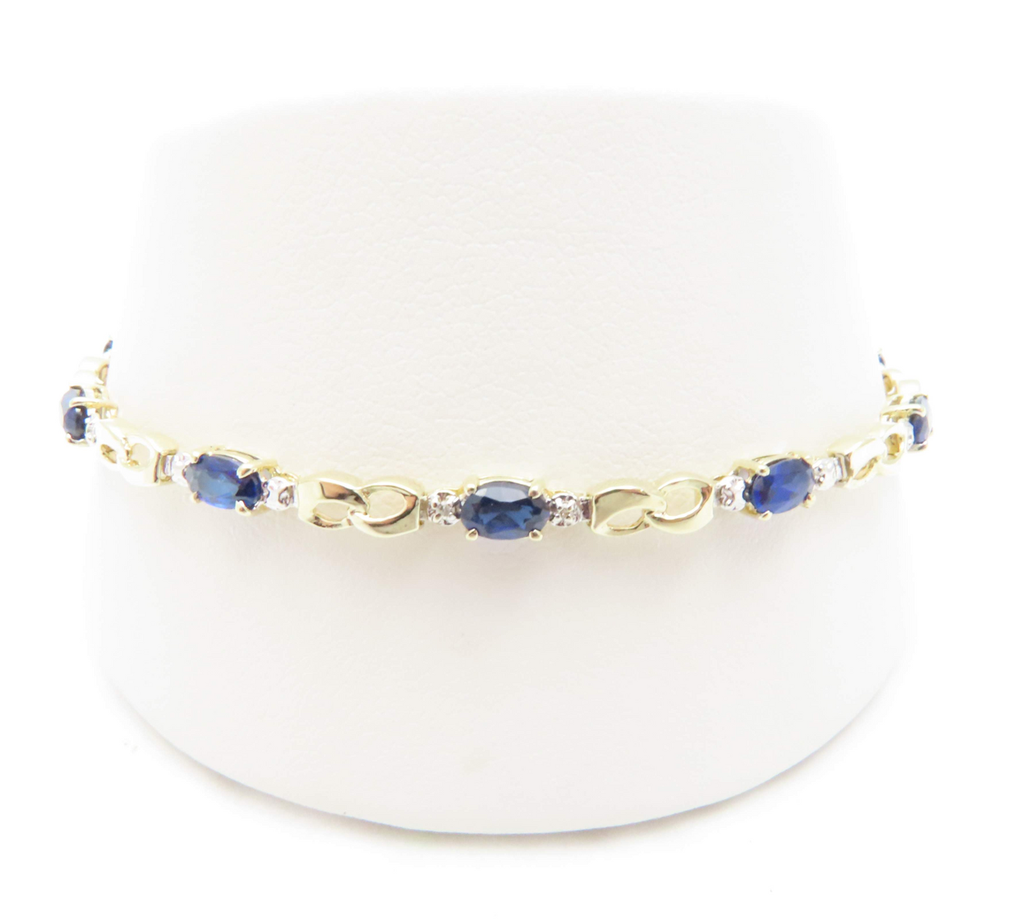 10k Yellow Gold Sapphire & Diamond Accent 7" Bracelet