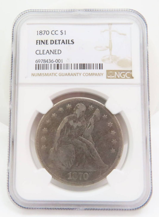 1870 CC Key Date Seated Liberty Silver Dollar