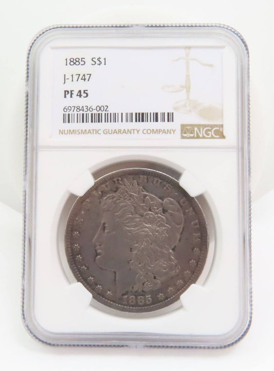 1885 Lettered Edge NGC Proof 45 Pattern Silver Dollar J1747