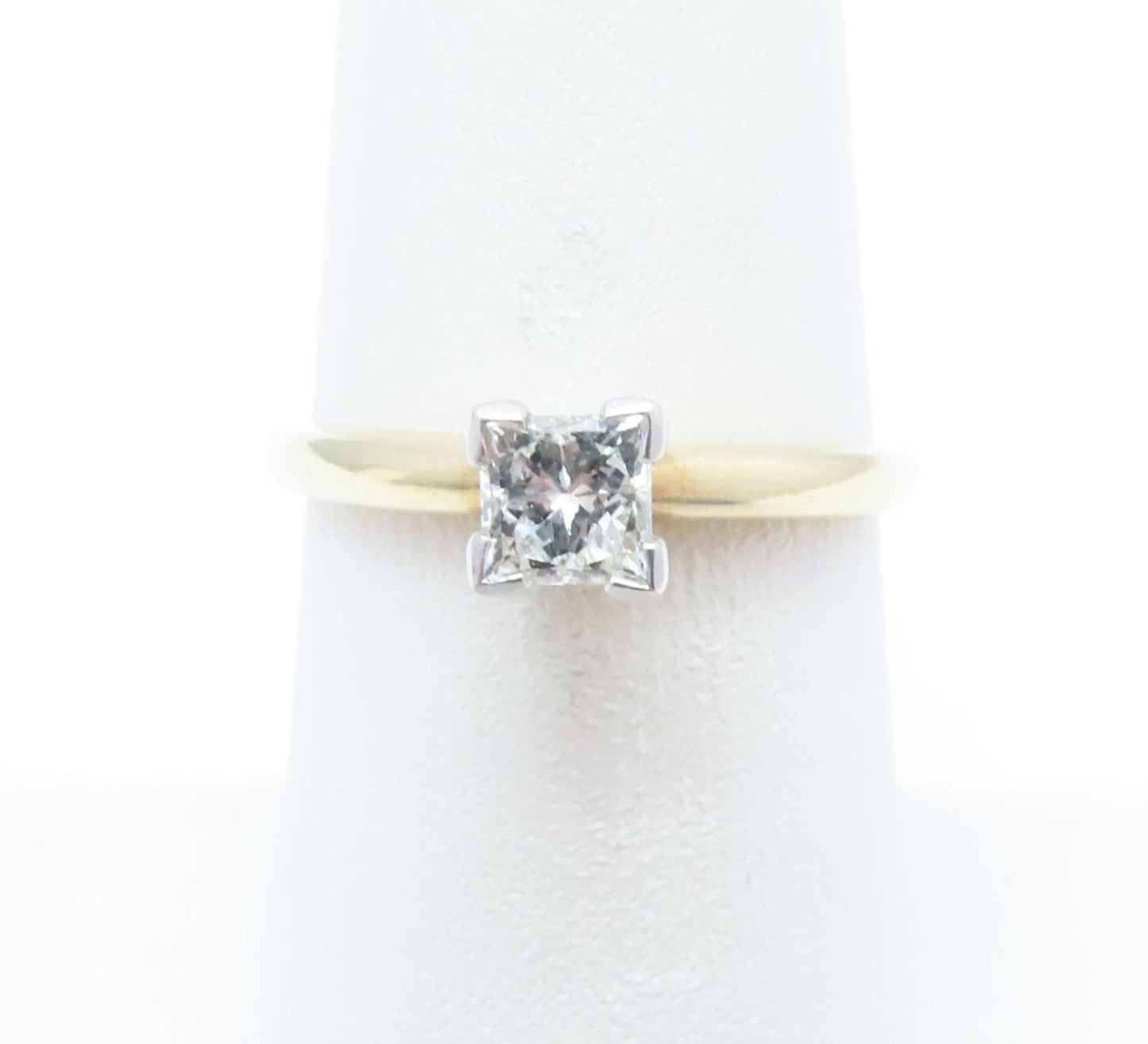 14K Yellow Gold Princess Cut Diamond Solitaire Ring (Size 6.5)