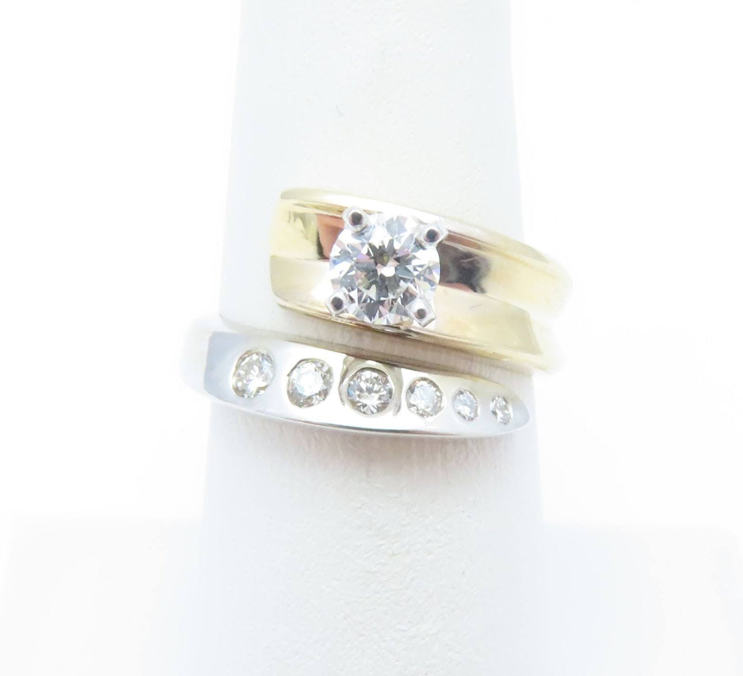 14K Two-Tone Gold Diamond Bypass Ring (Size 7)