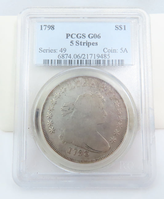 1798 Draped Bust Dollar 5 Stripes PCGS G6