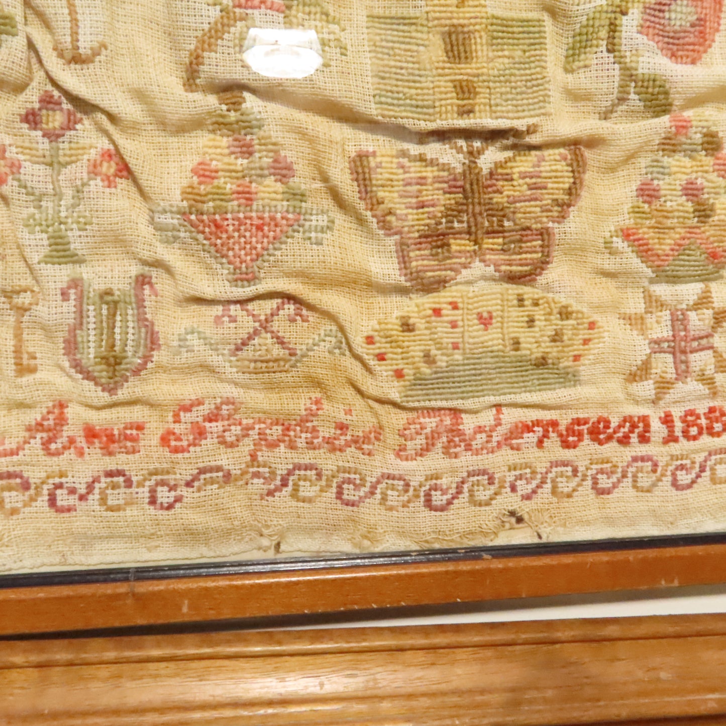 Antique c1883 Cross Stitch Sampler