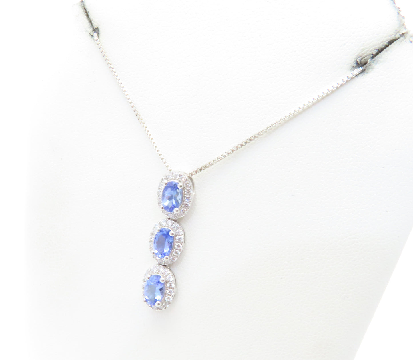 Sterling Silver Tanzanite and Cubic Zirconia 18" Necklace