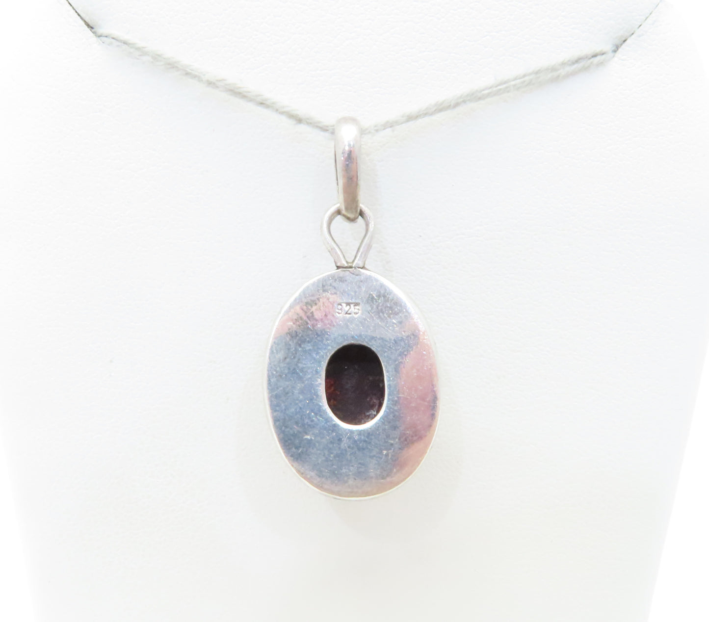 Sterling Silver Oval Amber Bezel-Set Pendant