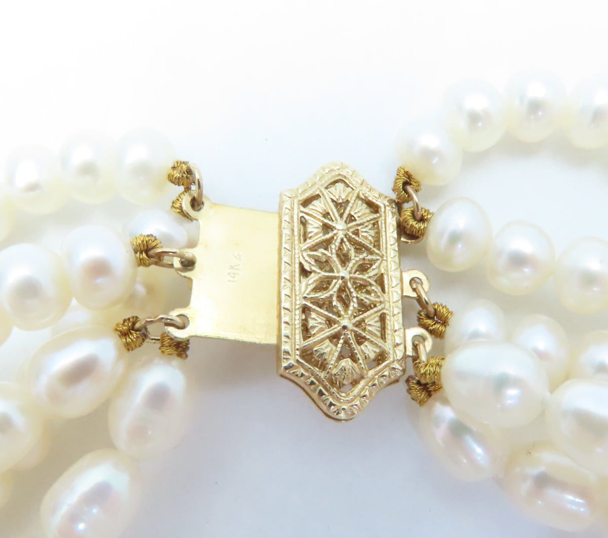 14K Yellow Gold Freshwater Pearl, Aquamarine, & Amethyst Multi-Strand Necklace