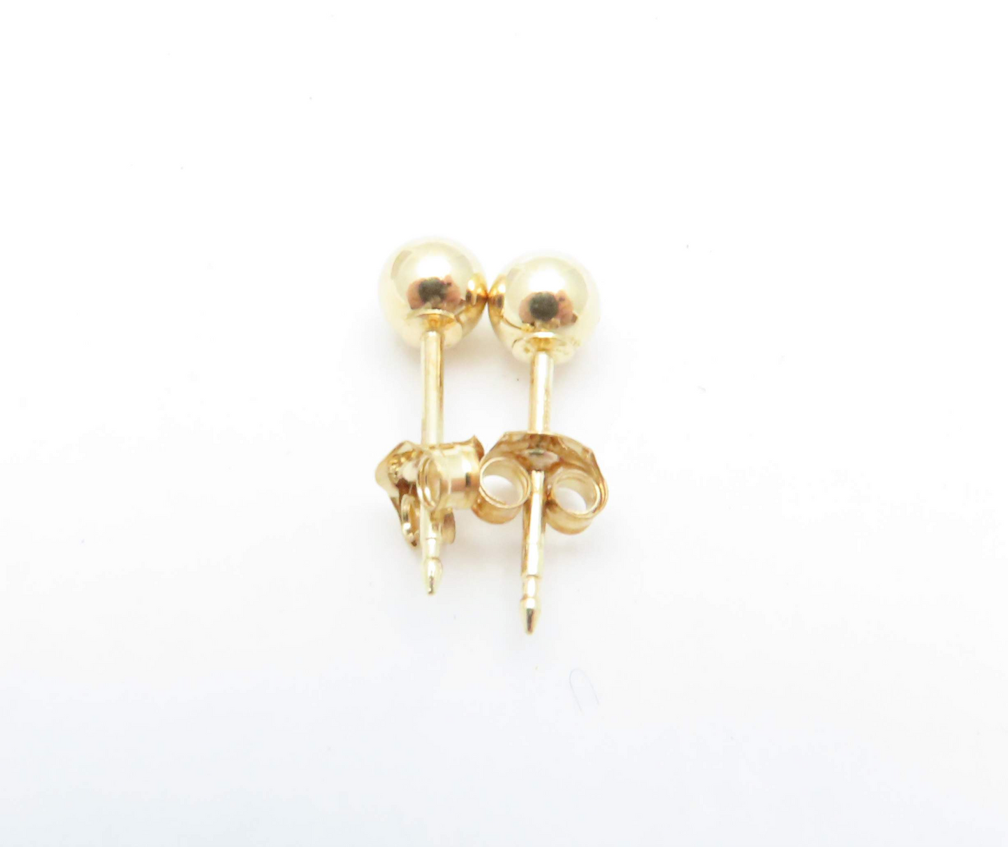 14k Yellow Gold ~3.8mm Ball Stud Earrings