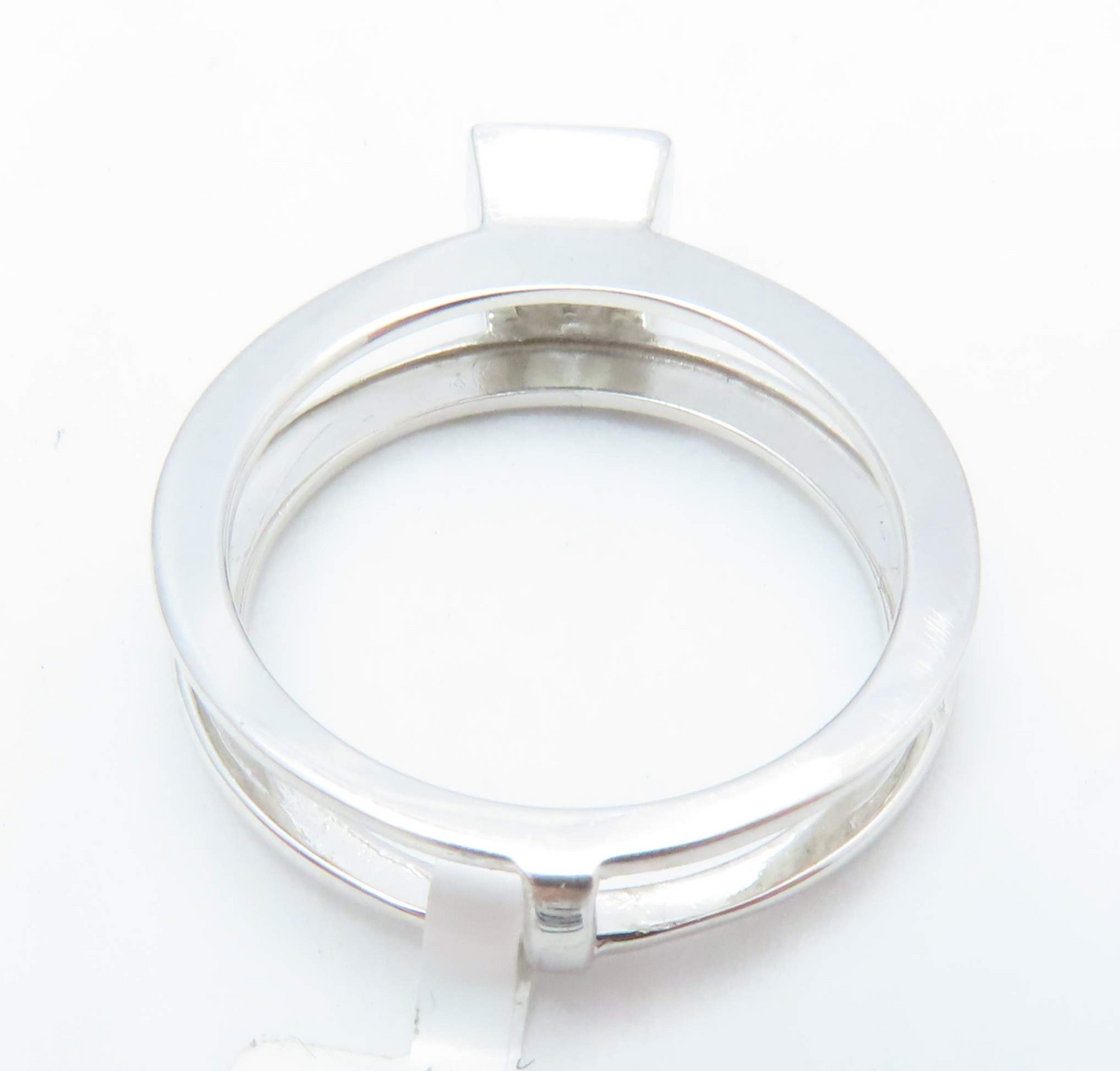 14k White Gold ~1/2c Princess Cut Diamond Bezel Set Split Shank Ring Size 6.5