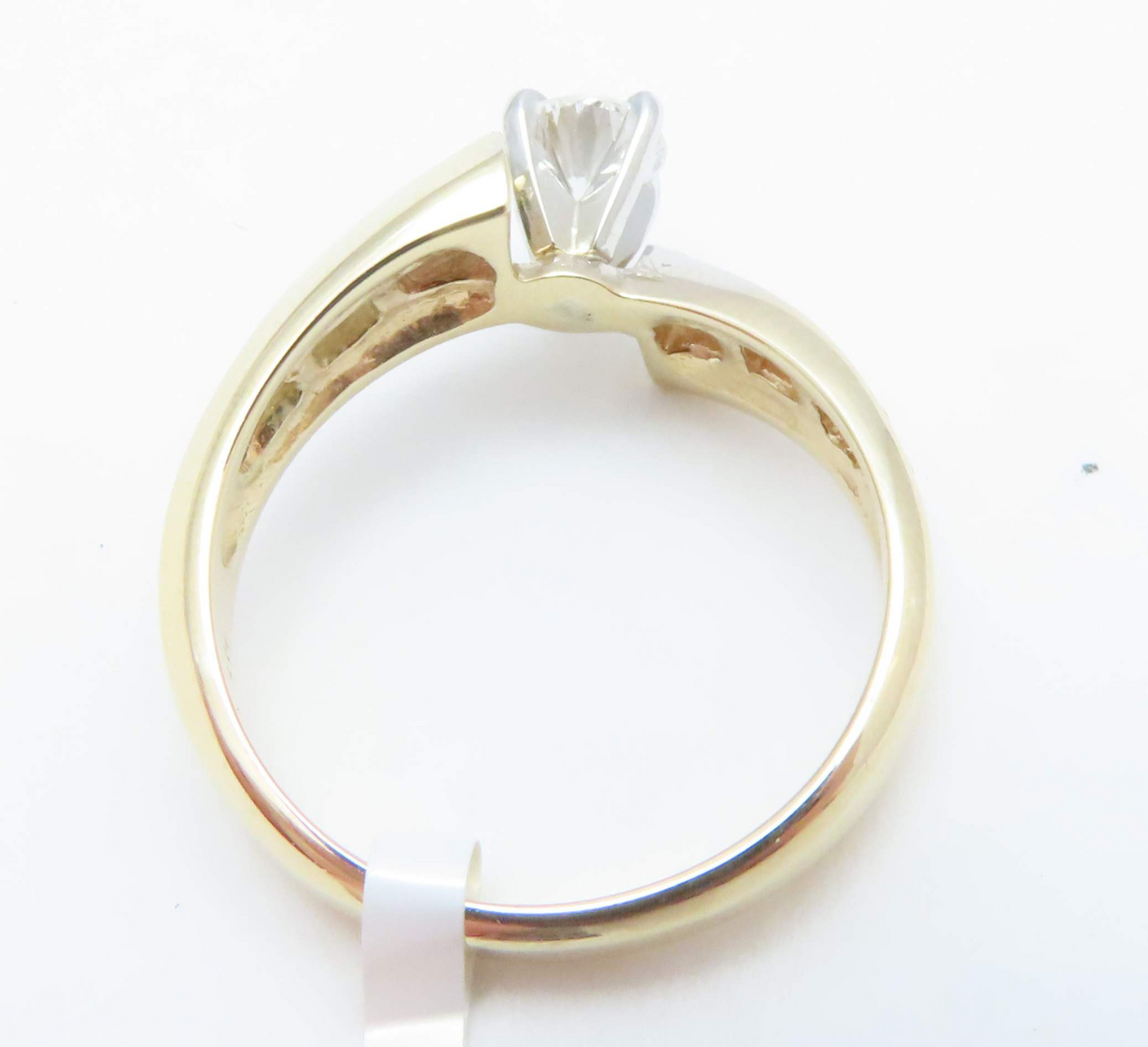 14k Yellow Gold Round Diamond Bypass Ring Size 6.5