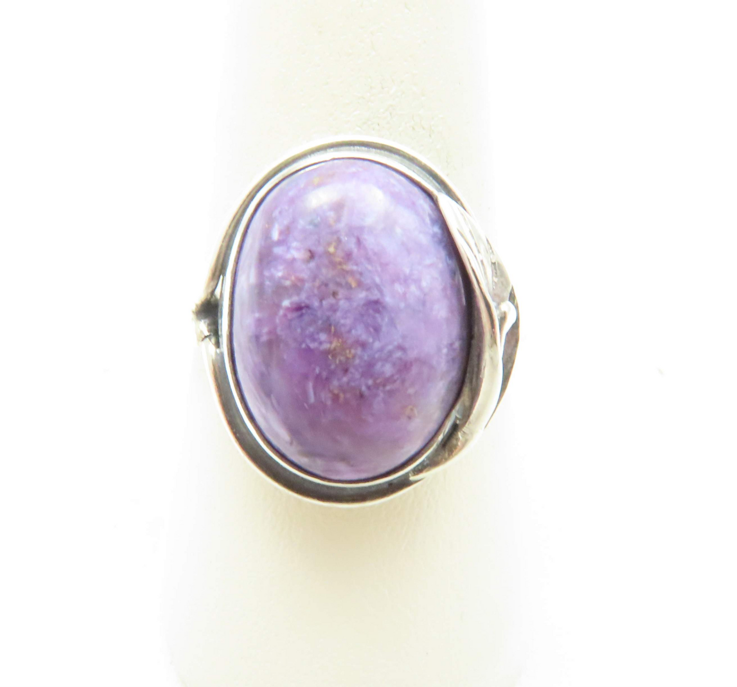 Sterling Silver Oval Charoite Ring Size 9.25