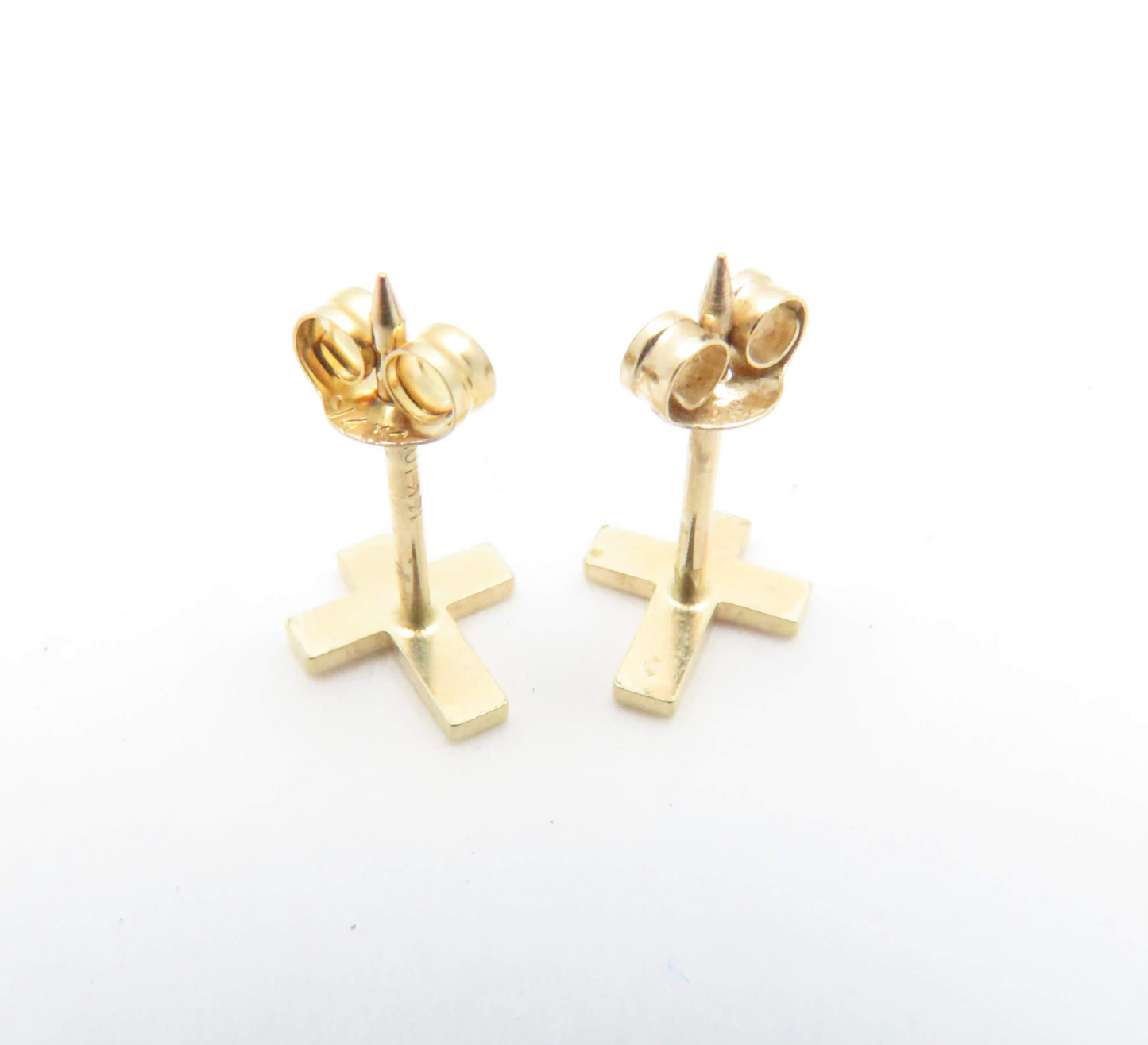 14k Yellow Gold Petite Cross Stud Earrings