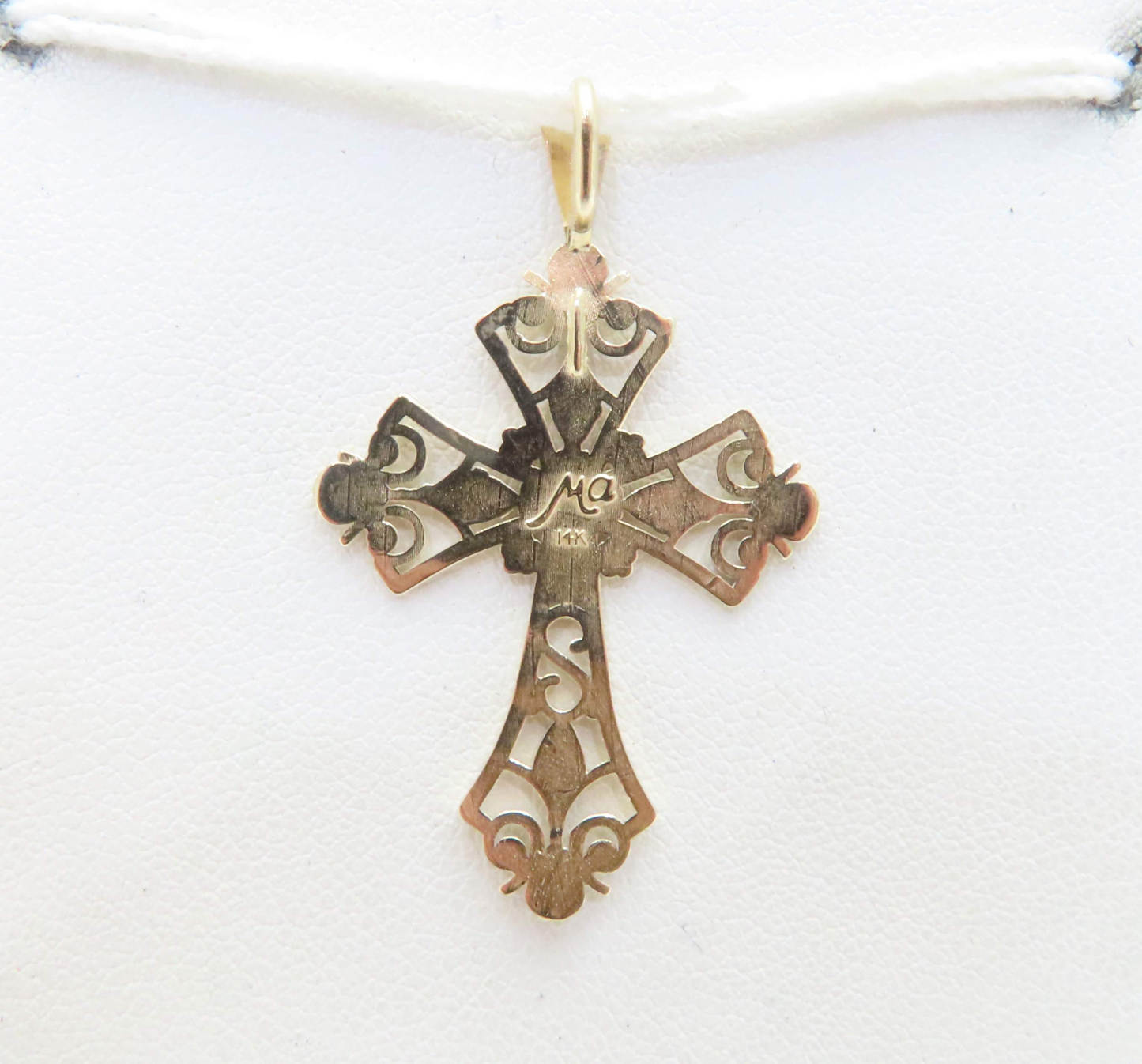 14k Yellow Gold Filigree Cross Pendant ~1.25”