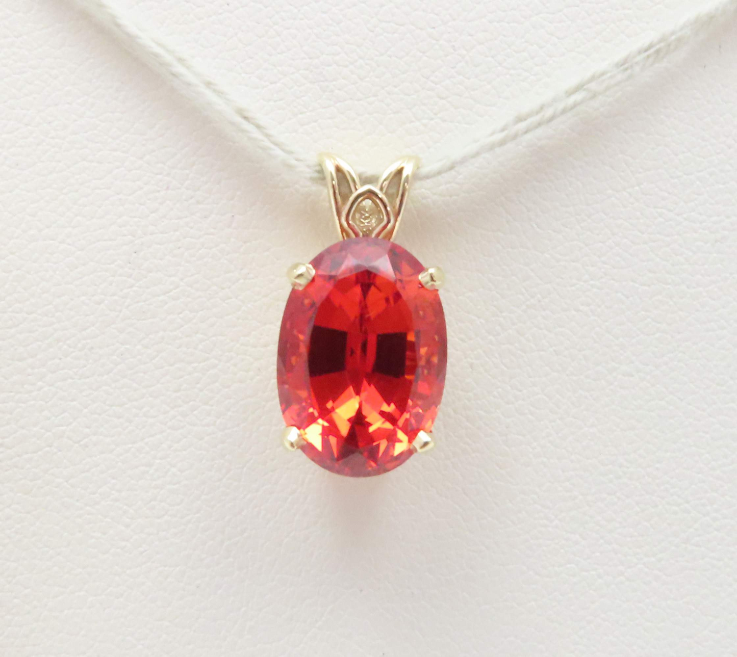 14k Yellow Gold 14x10mm Oval Orange Sapphire Pendant