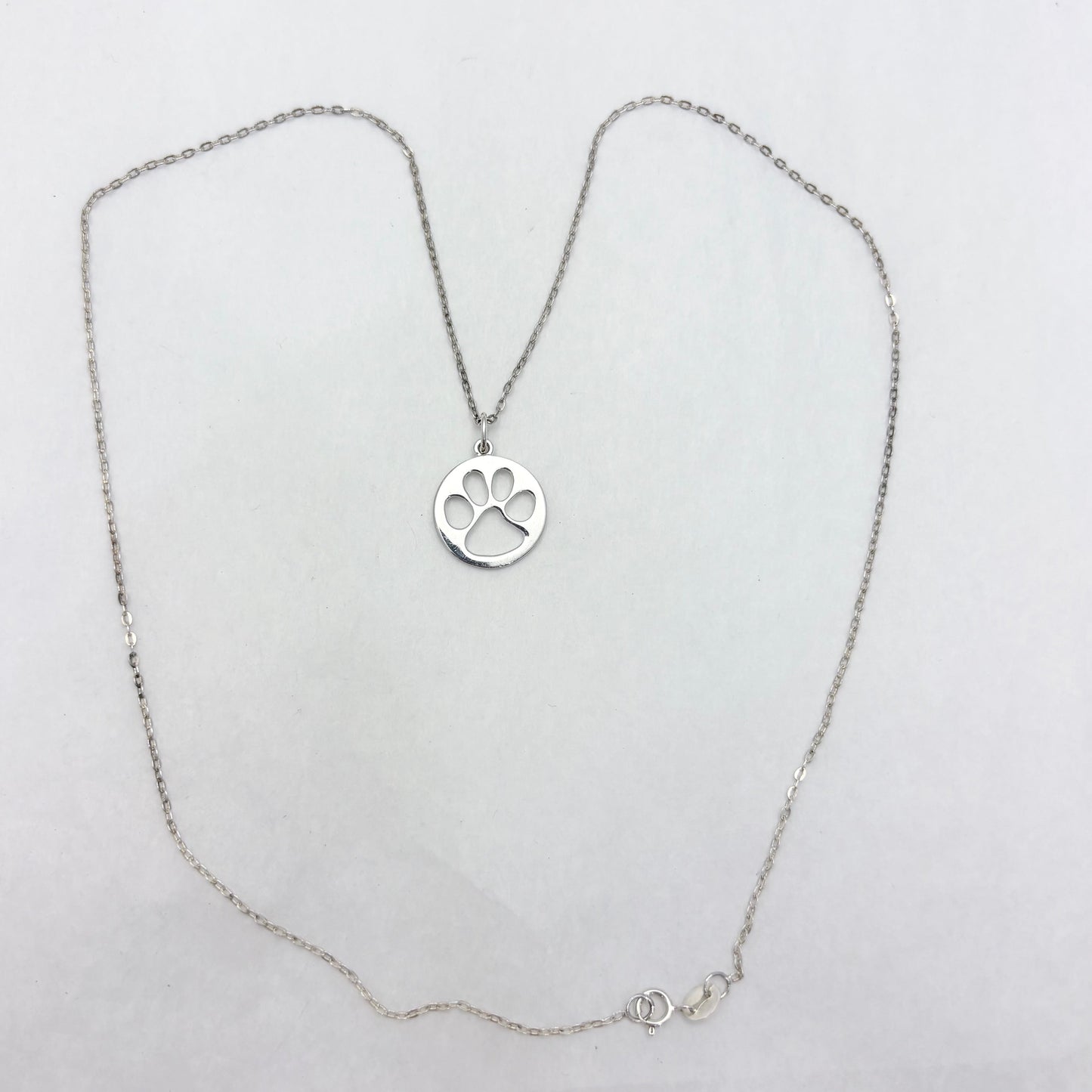 Sterling Silver Paw Print Necklace 18"