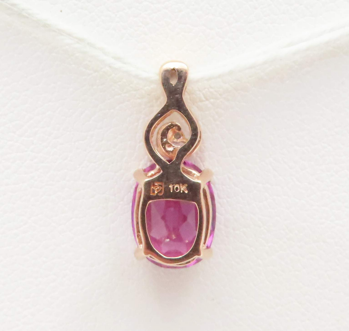 10k Rose Gold Pink Sapphire & Diamond Accent Pendant