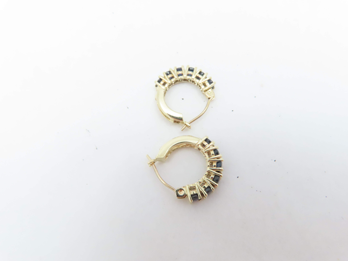 10k Yellow Gold Sapphire 1/2” Hoop Earrings