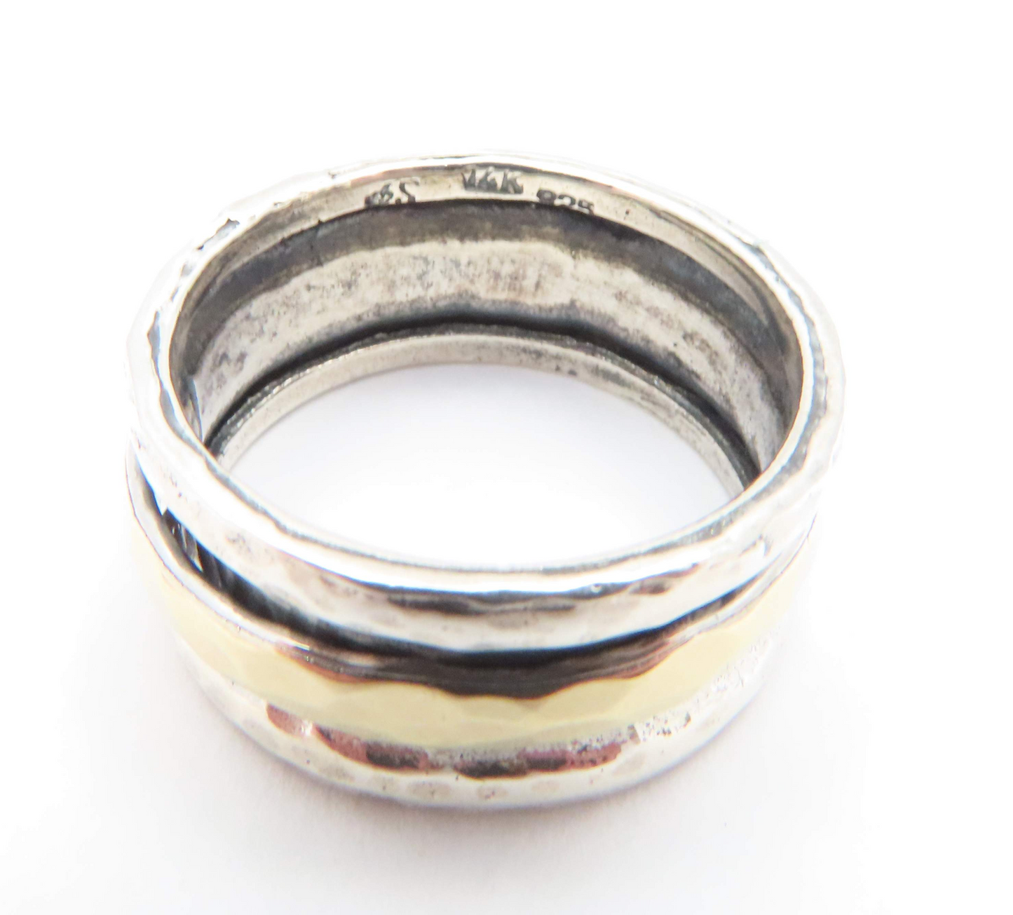 Sterling Silver & 14k Yellow Gold Spinner Ring Size 8