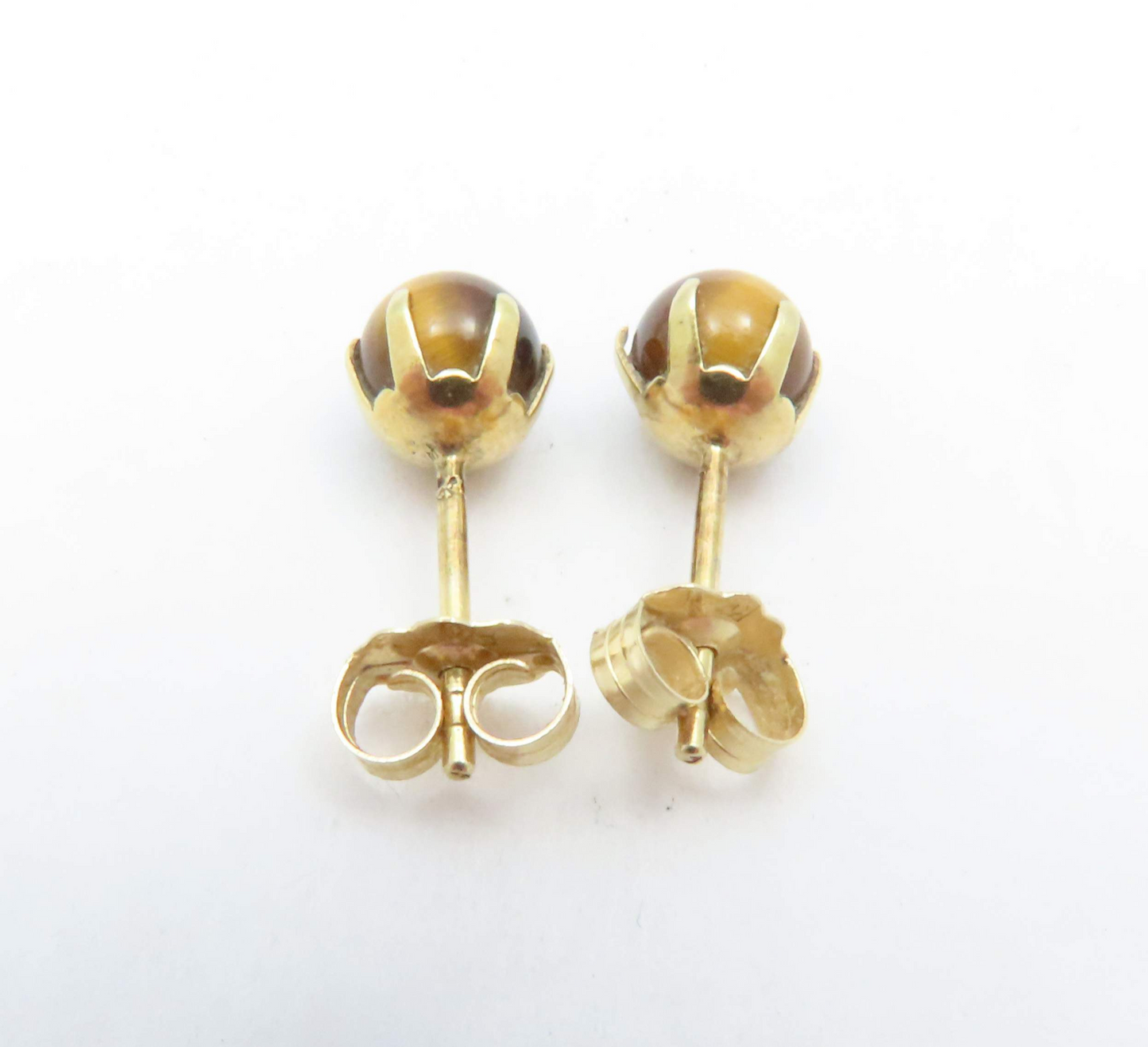 14k Yellow Gold Tiger’s Eye Stud Earrings