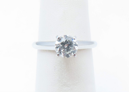 14k White Gold 1/2c Round Diamond Solitaire Ring Size 5.25