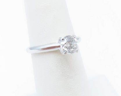 14k White Gold 1/2c Round Diamond Solitaire Ring Size 5.25
