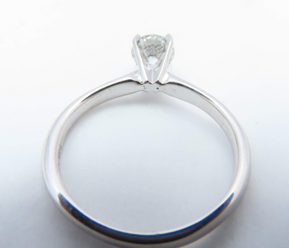 14k White Gold 1/2c Round Diamond Solitaire Ring Size 5.25