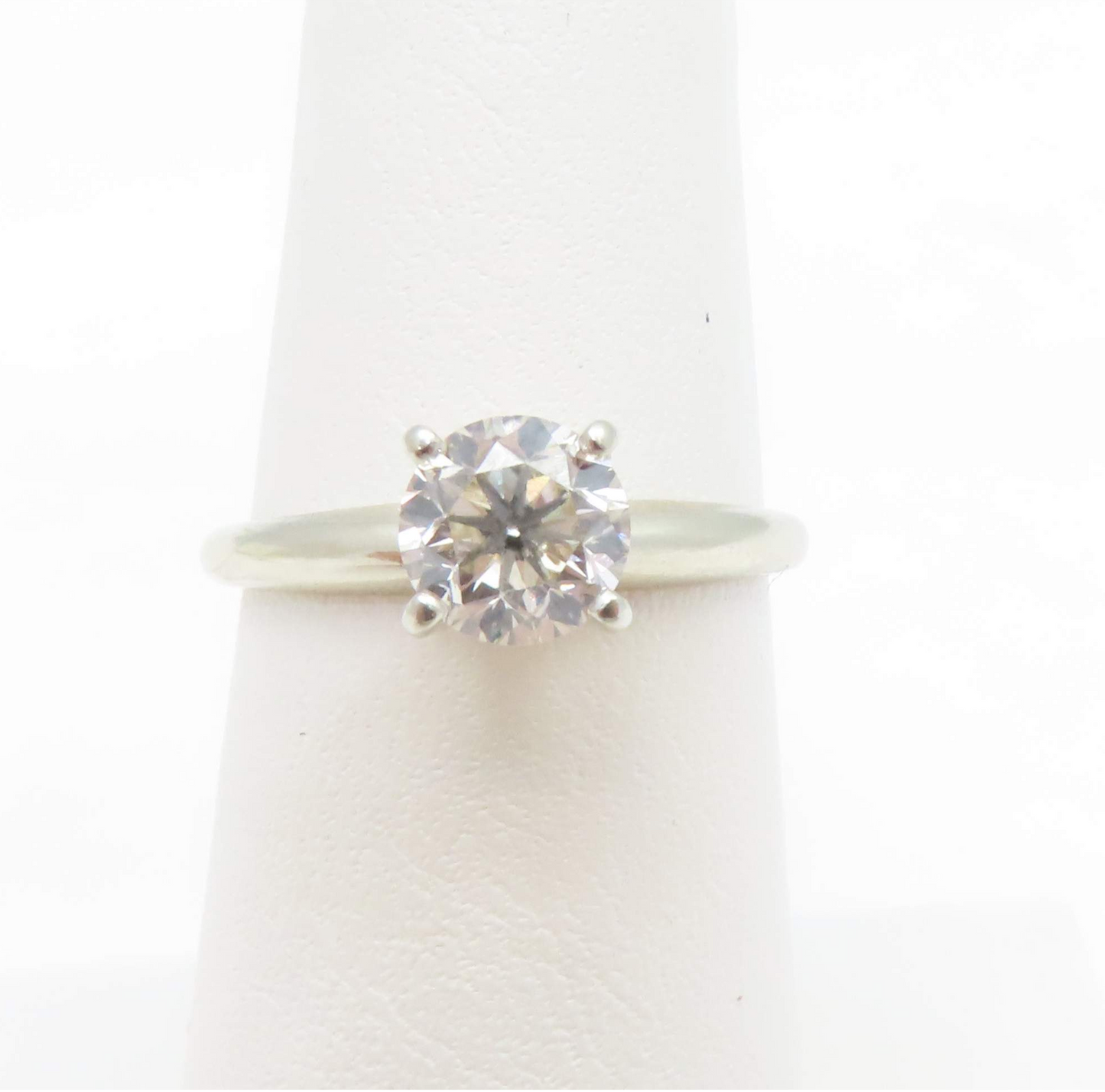 14k White Gold 3/4c Round Diamond Solitaire Ring Size 6.5