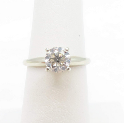 14k White Gold 3/4c Round Diamond Solitaire Ring Size 6.5