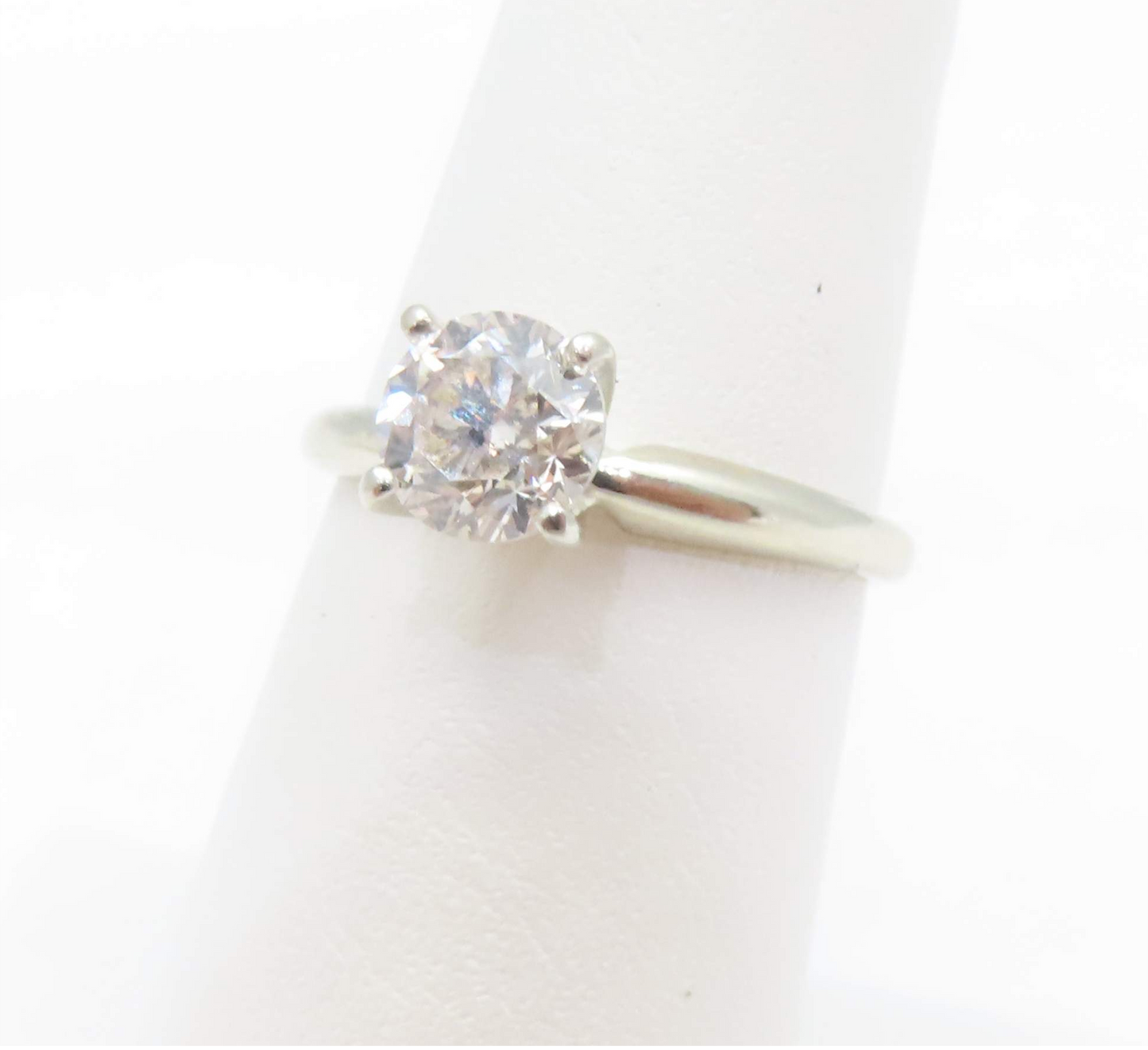 14k White Gold 3/4c Round Diamond Solitaire Ring Size 6.5