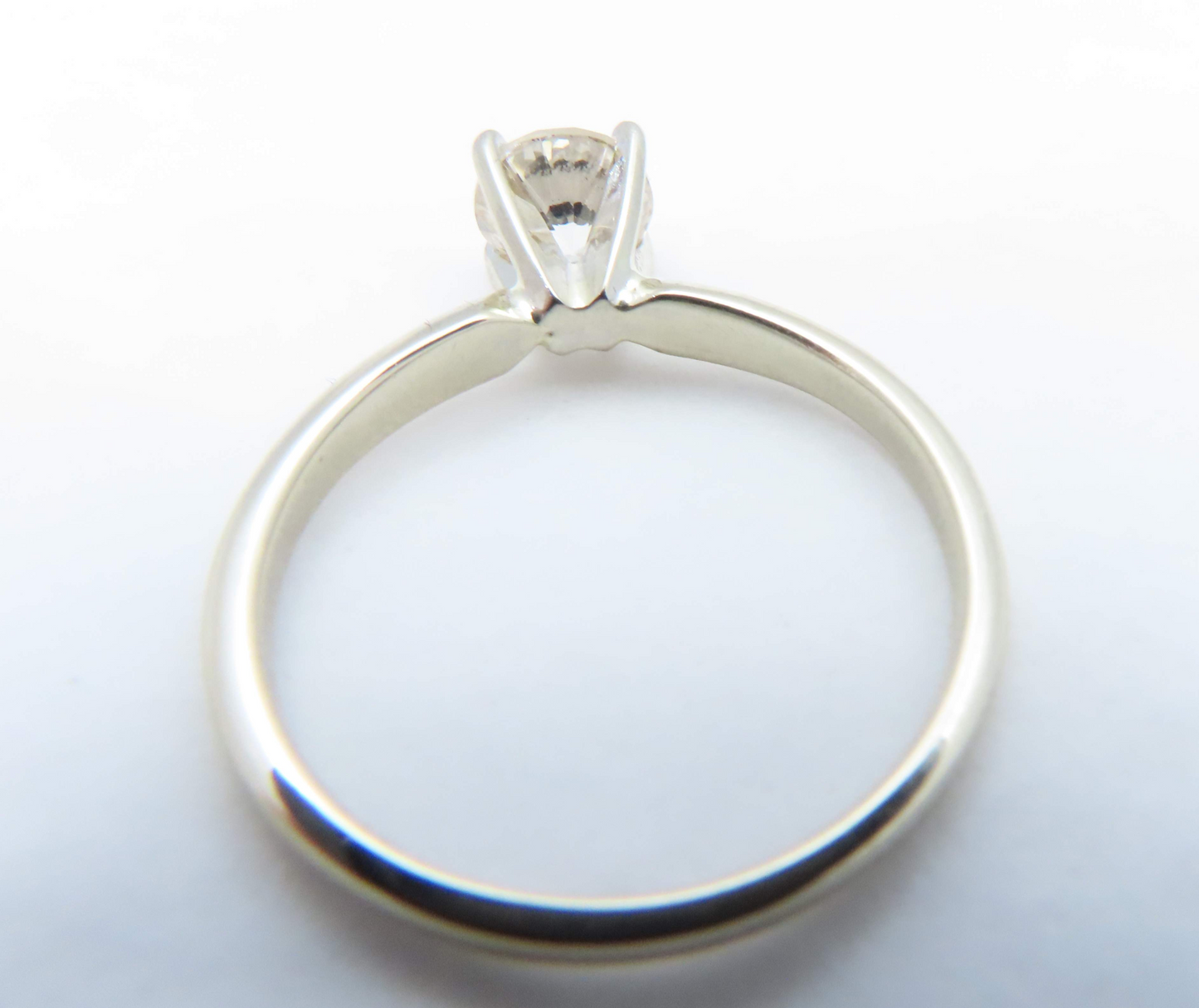 14k White Gold 3/4c Round Diamond Solitaire Ring Size 6.5