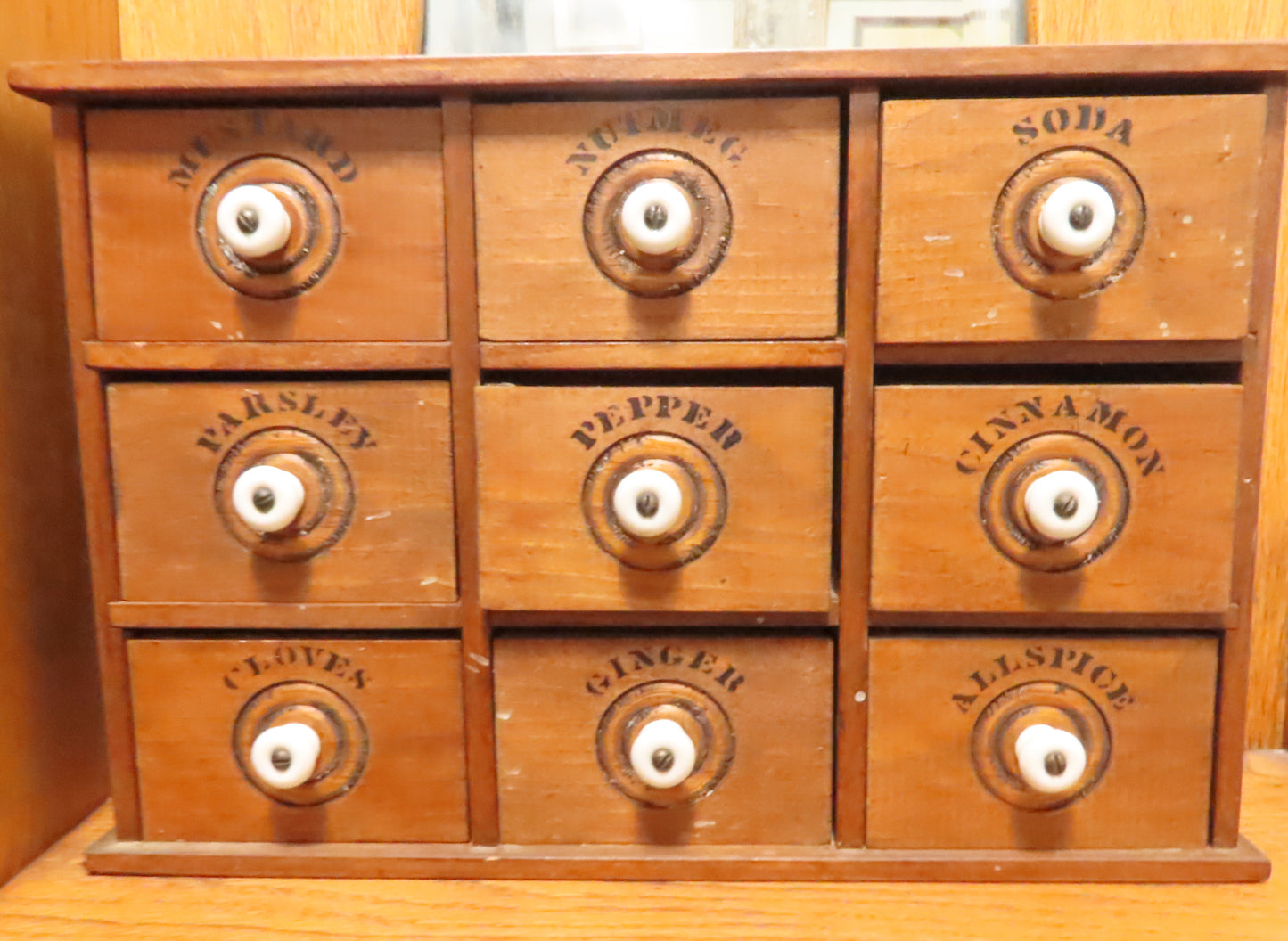 Antique 9 Drawer Spice Wood Spice Box