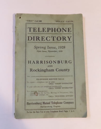 1890-91 Staunton Va Business Directory & 1928 Telephone Directory Harrisonburg Va