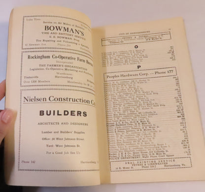 1890-91 Staunton Va Business Directory & 1928 Telephone Directory Harrisonburg Va