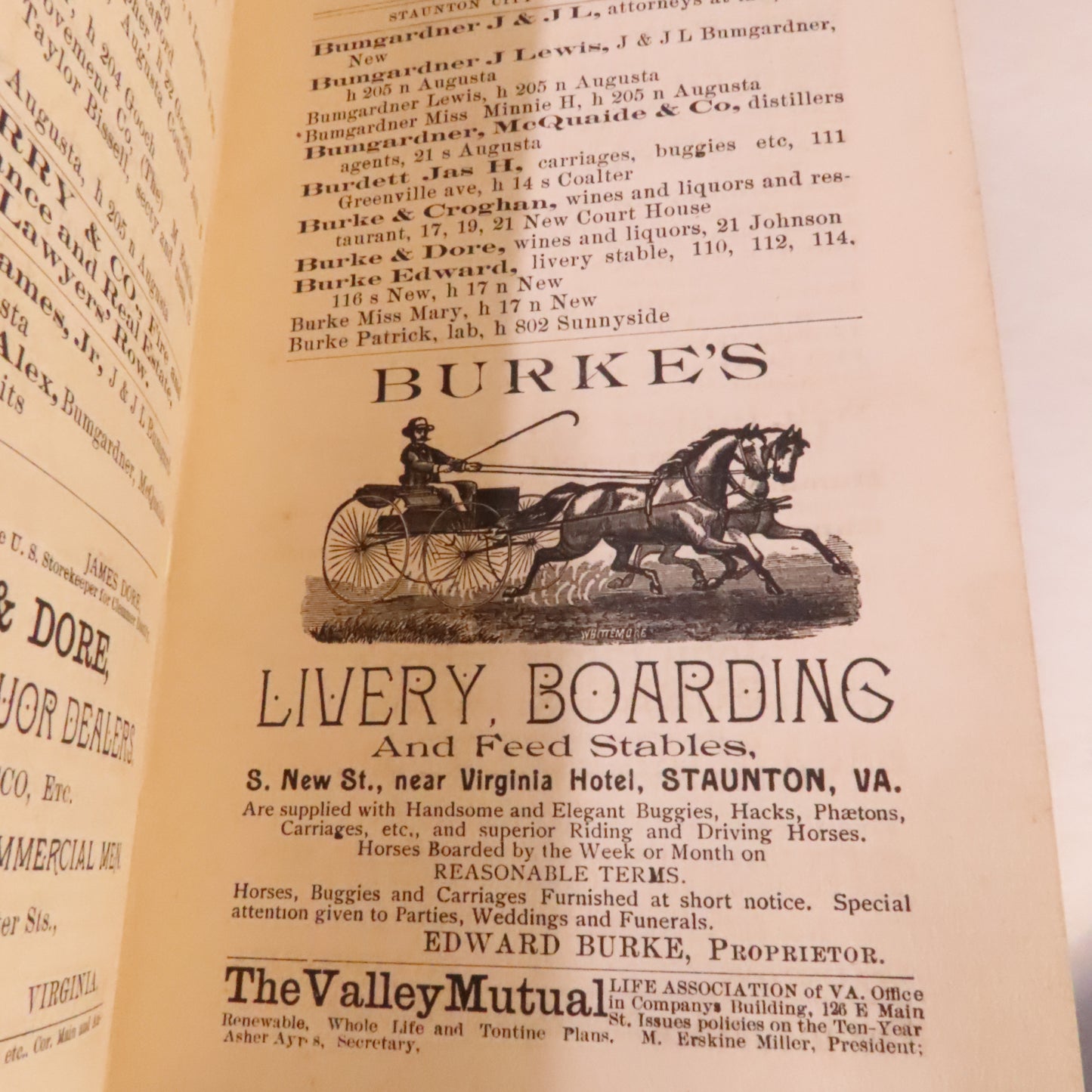 1890-91 Staunton Va Business Directory & 1928 Telephone Directory Harrisonburg Va