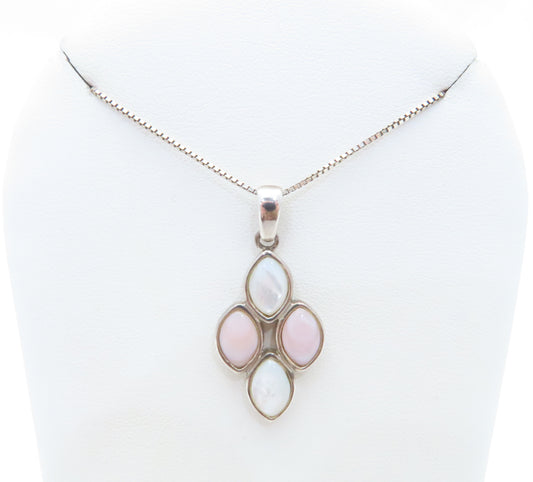 Sterling Silver White & Pink Mother of Pearl 18" Necklace