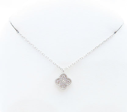 Sterling Silver Quatrefoil Adjustable 16-18" Necklace