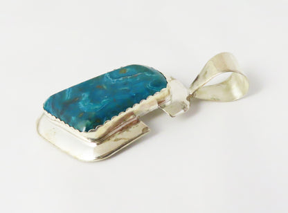 Desert Rose Co. Sterling Silver Chrysocolla Modernist Pendant 2.75"