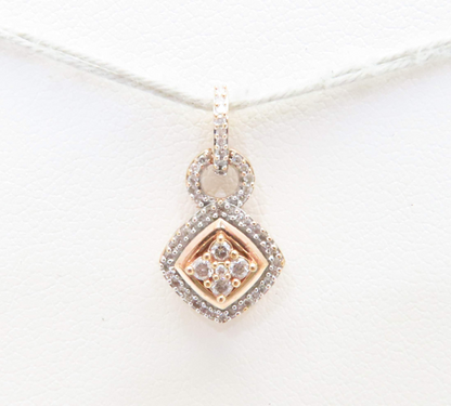 10k Rose Gold ~1/4ctw Diamond Cluster Halo Pendant