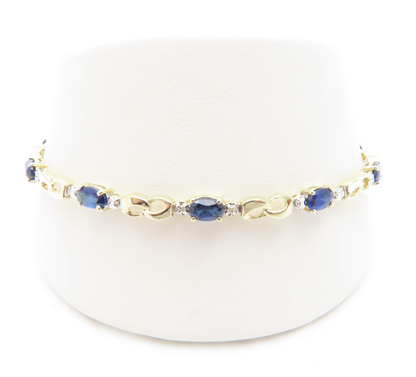 10k Yellow Gold Sapphire & Diamond Accent 7" Bracelet
