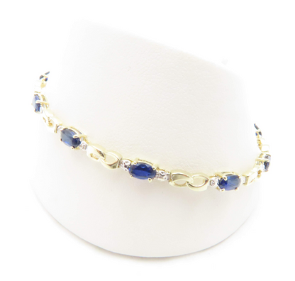 10k Yellow Gold Sapphire & Diamond Accent 7" Bracelet