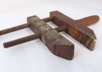 Antique Wood Metal Vice