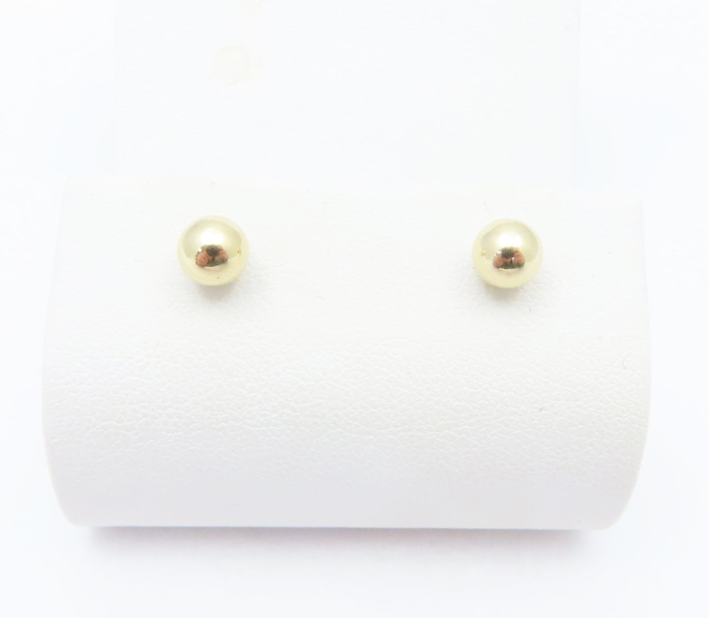 14K Yellow Gold ~5.8MM Wide Plain Ball Stud Earrings