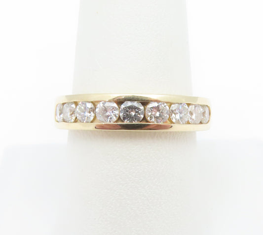 14K Yellow Gold ~7/8CTW Diamond Channel-Set Band Ring Size 9