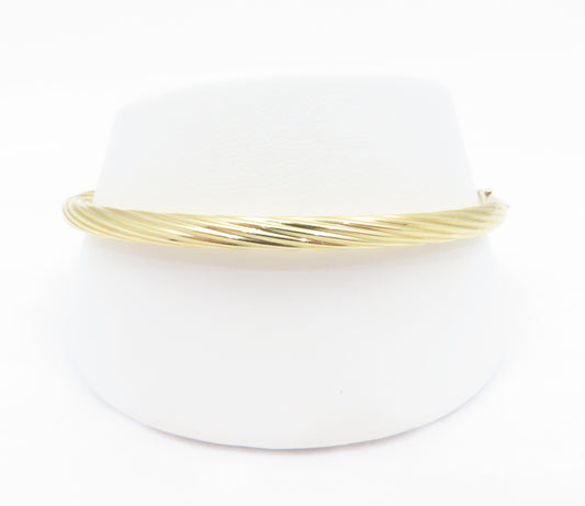 14K Yellow Gold Cable Style Bangle Bracelet