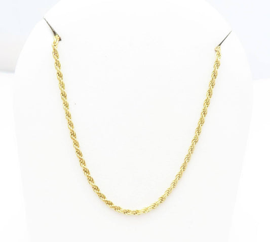 Sterling Silver Vermeil Rope Chain Necklace (18”)