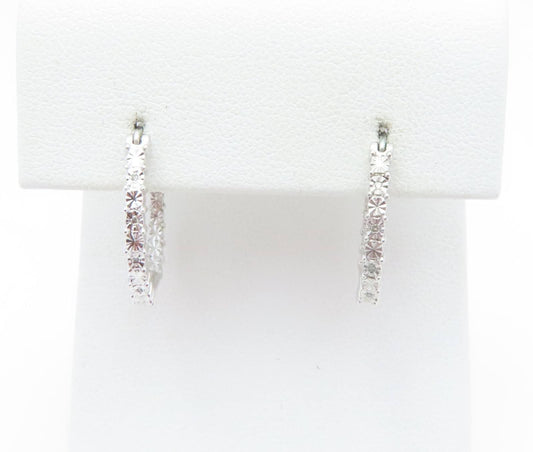 Sterling Silver Diamond Accent Illusion Set In & Out Hoop Earrings