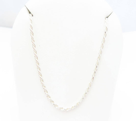 Sterling Silver Rope Chain Necklace (20”)