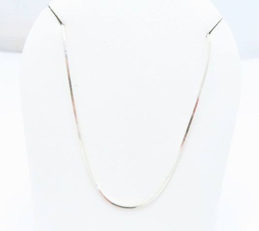 Sterling Silver Square Snake Chain Necklace (16”)